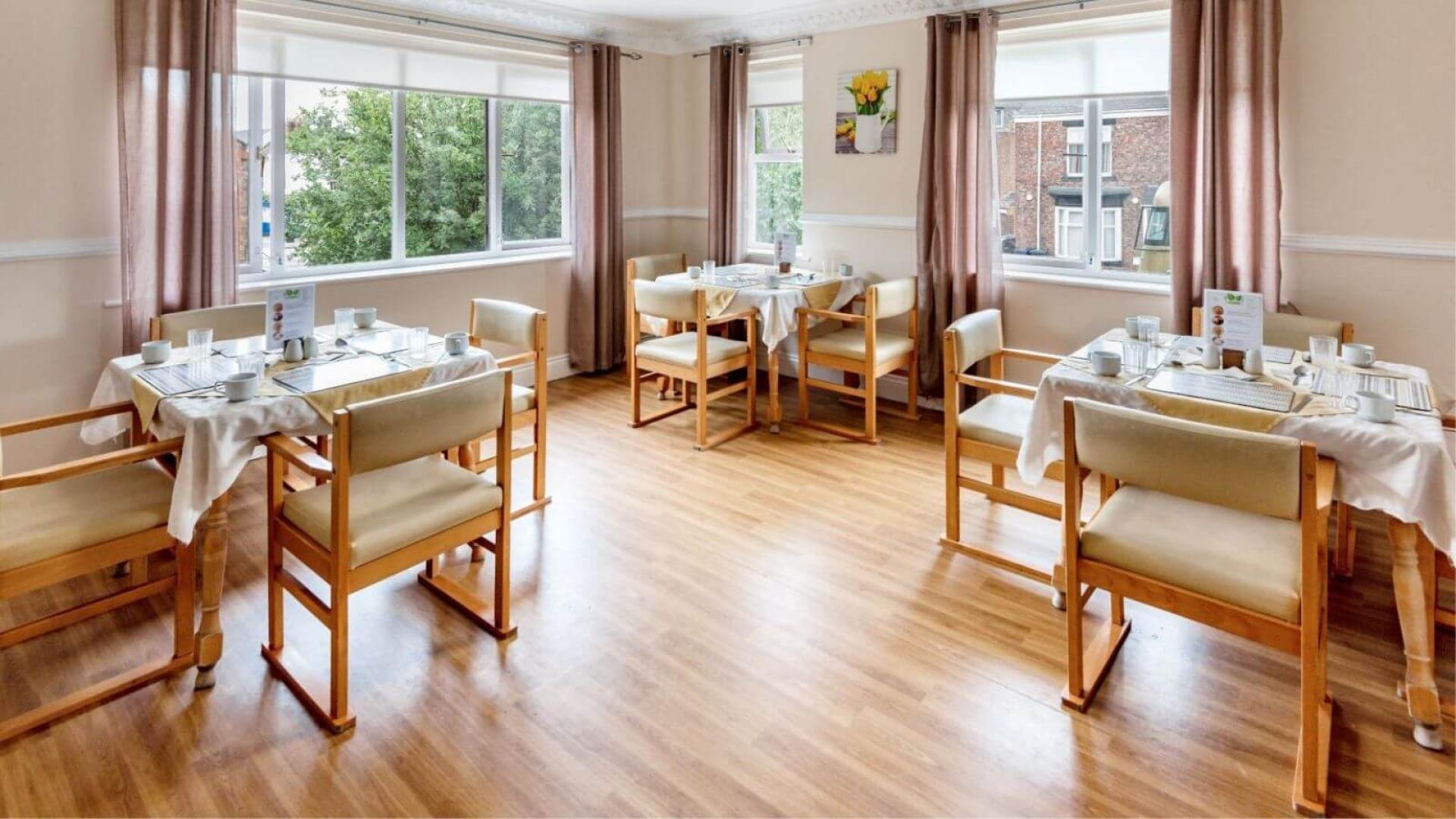 Dining room at Ashlea Mews Care Home in South Shields 