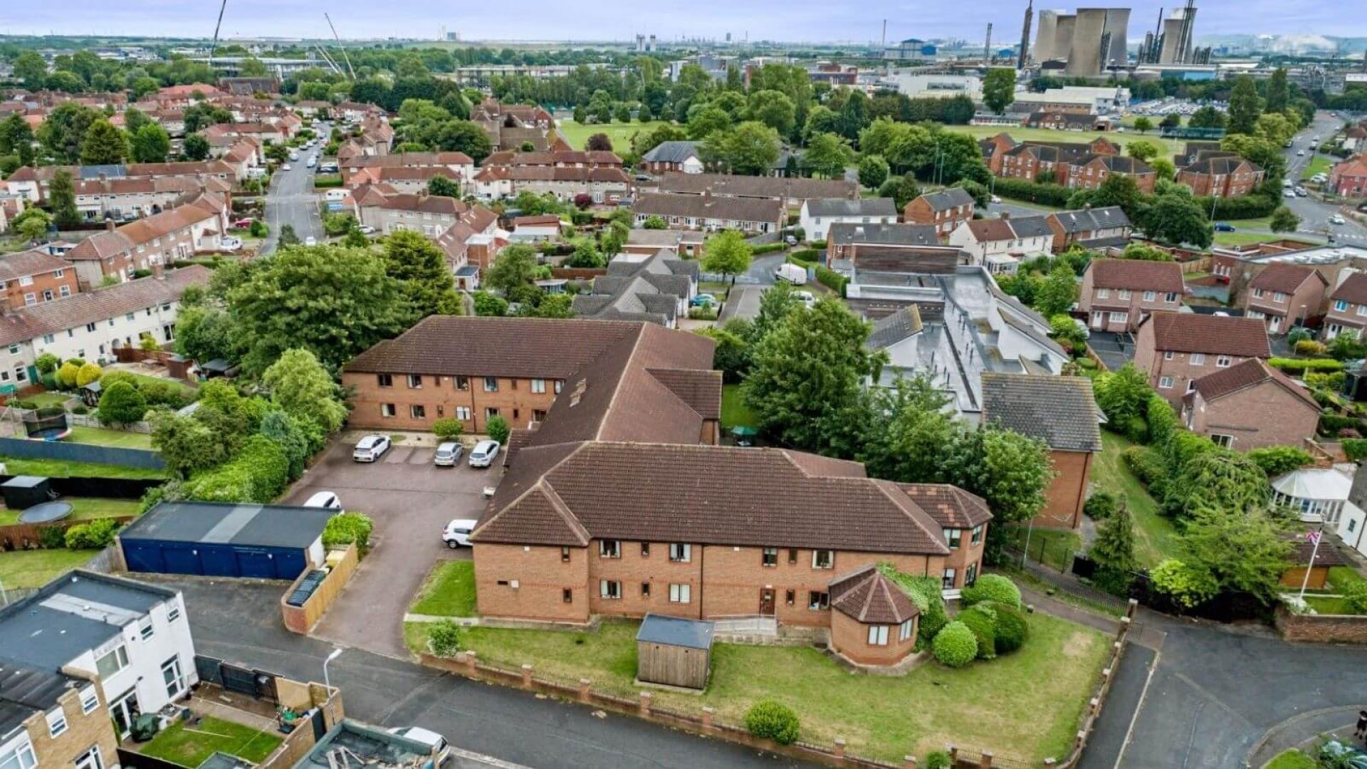 Aerial view of Green Lodge Care Home in Stockton-on-Tees 