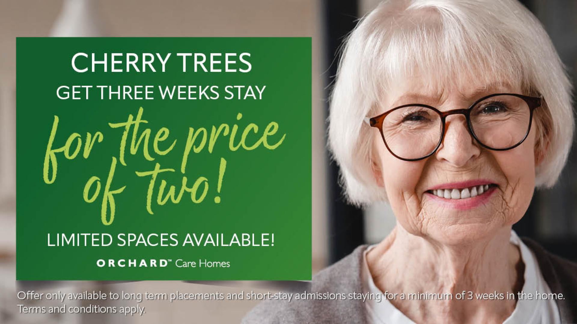 Stay at Cherry Trees Care Home for 3 weeks, but only pay for 2 weeks