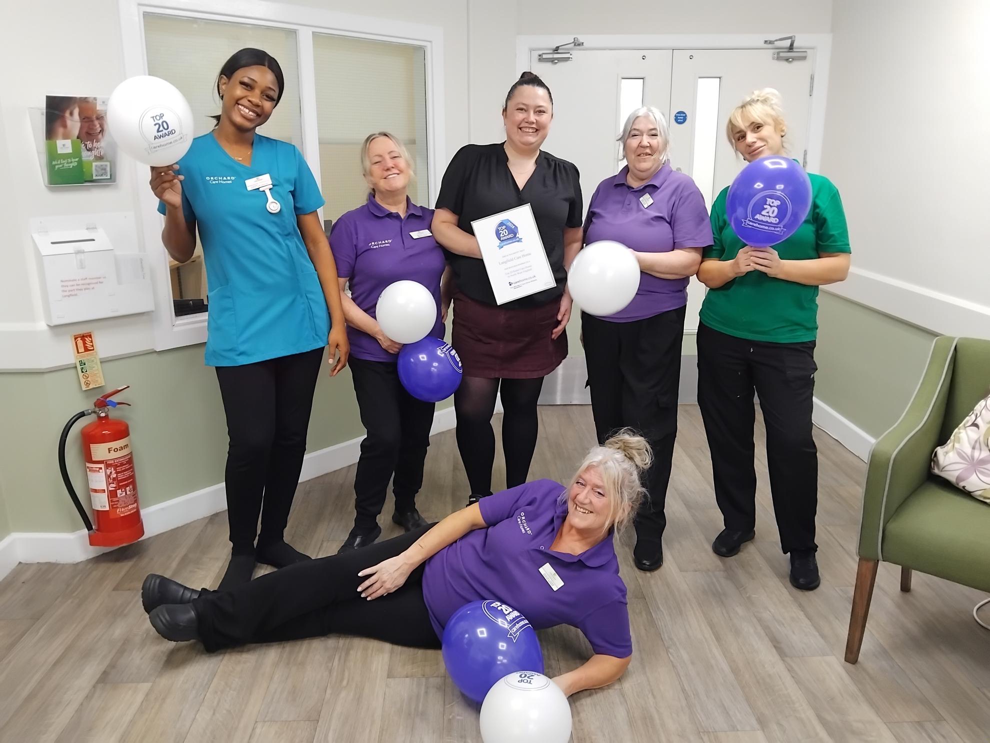 Langfield Care Home celebrate award from carehome.co.uk