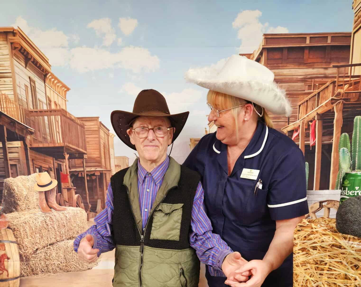 Photo of resident Peter and Deputy Manager Jackie at Archers Court