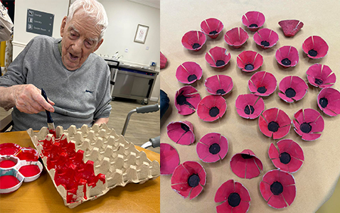 Egg trays made into poppy wreaths