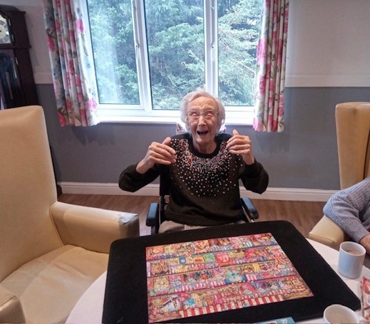 Resident playing games at Green Park Nursing Home in Warrington