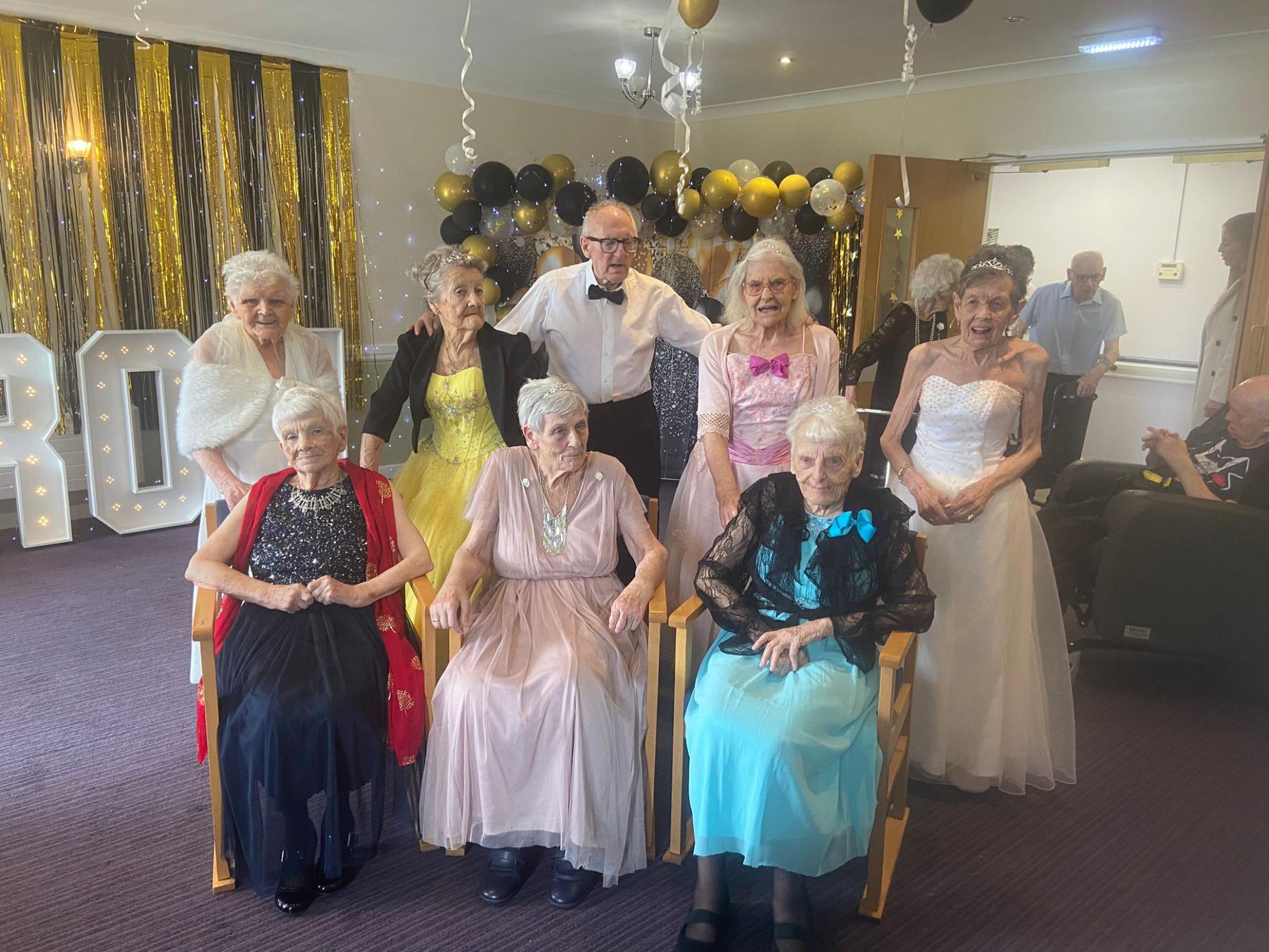 Residents dressed up for prom at Lansbury Court Care Home in Sunderland