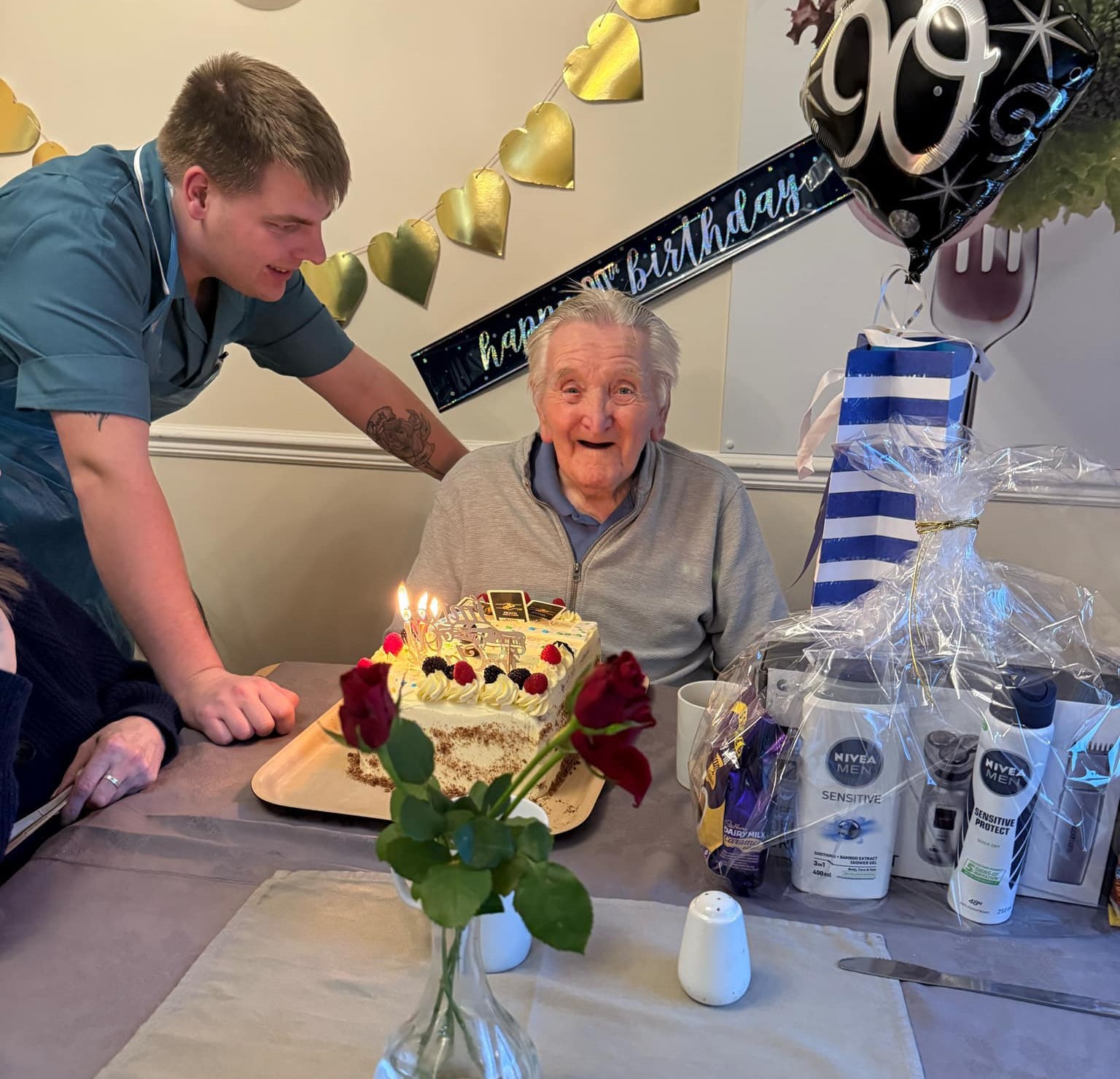 Jamie wishing resident a Happy Birthday