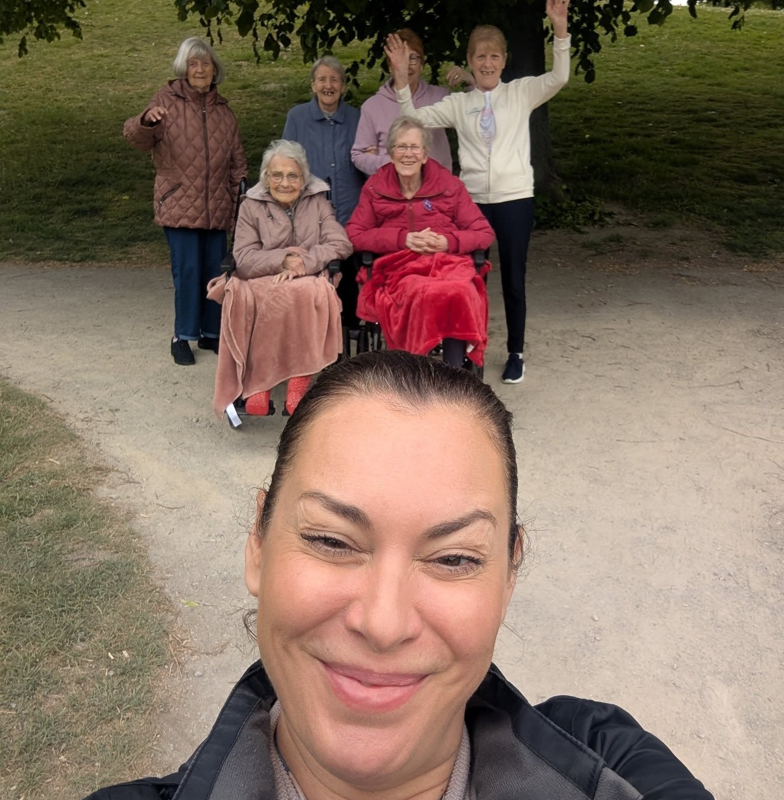 Donna and residents at Lofthouse take party in charity walk