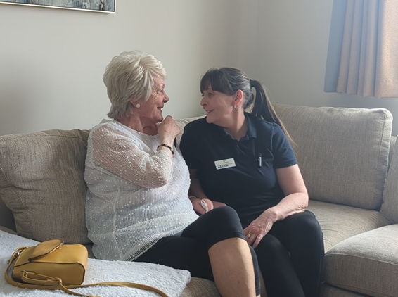 Nicola and Collette laughing together