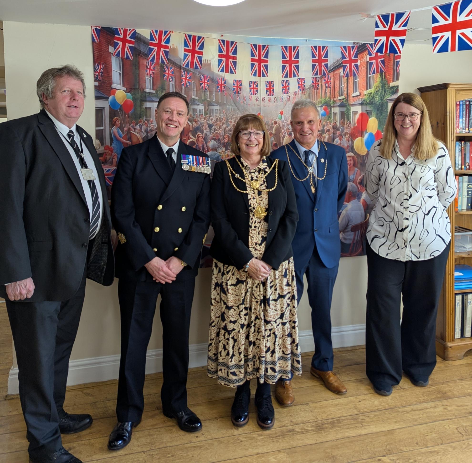 Photo of special guests including Mayor with Home Manager Anne