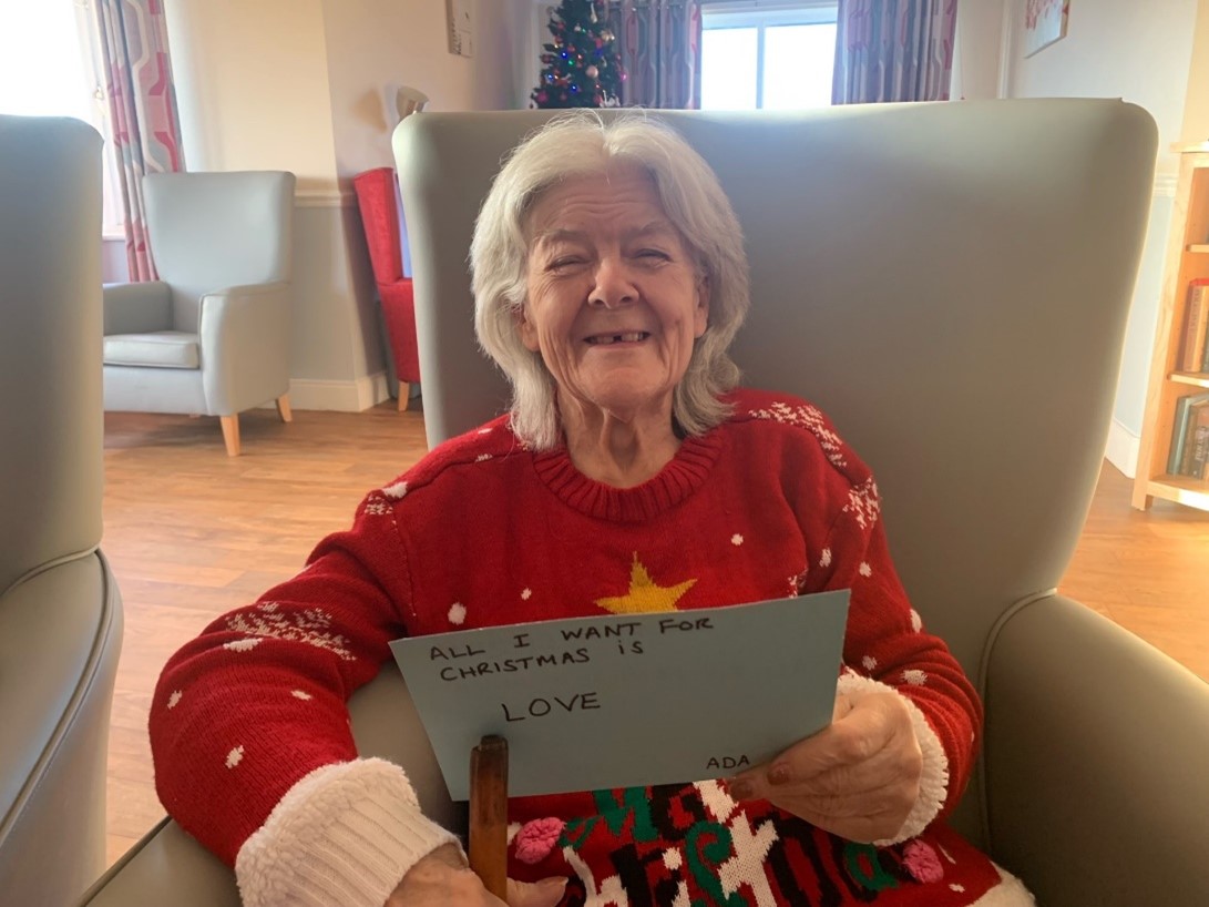 Resident Christmas wishes at Paddock Stile Manor Dementia Care Home