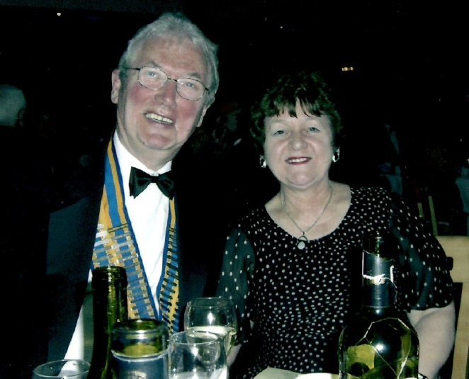 Sylvia and husband at a function dinner