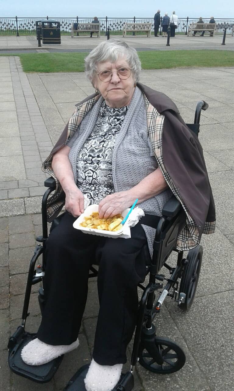 Resident enjoying some fish and chips at Seaham Harbour.