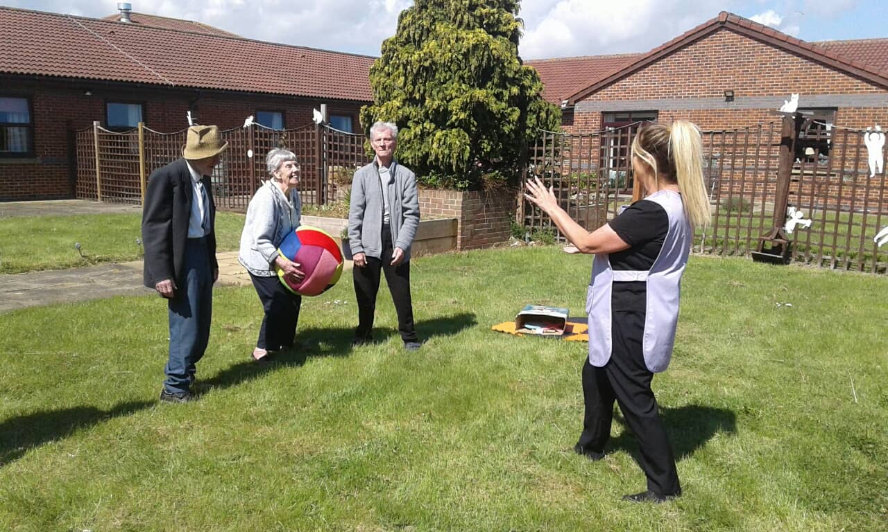 Residents enjoying some light exercise in the sun.