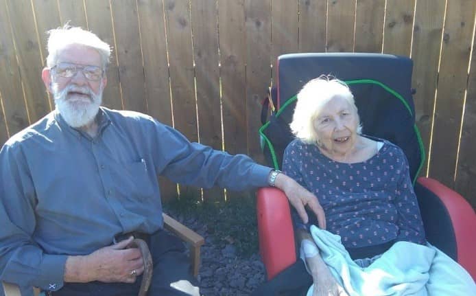 Residents enjoying the dementia friendly garden