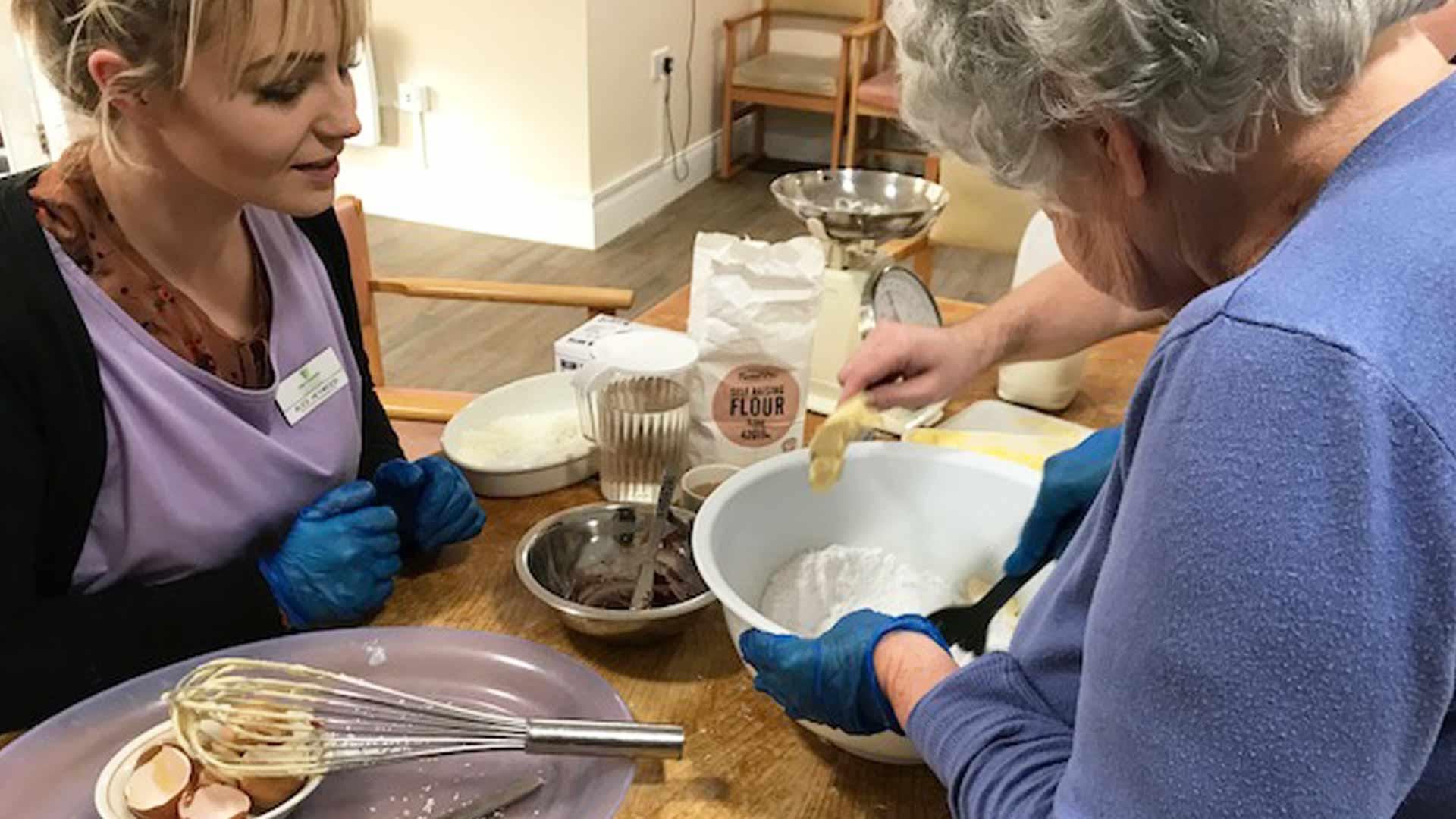 cooking with residents at archers park care home