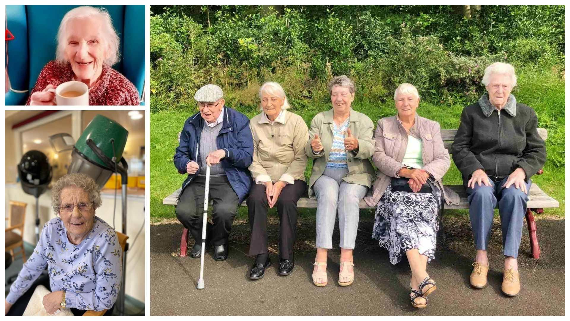 residents in the care home garden