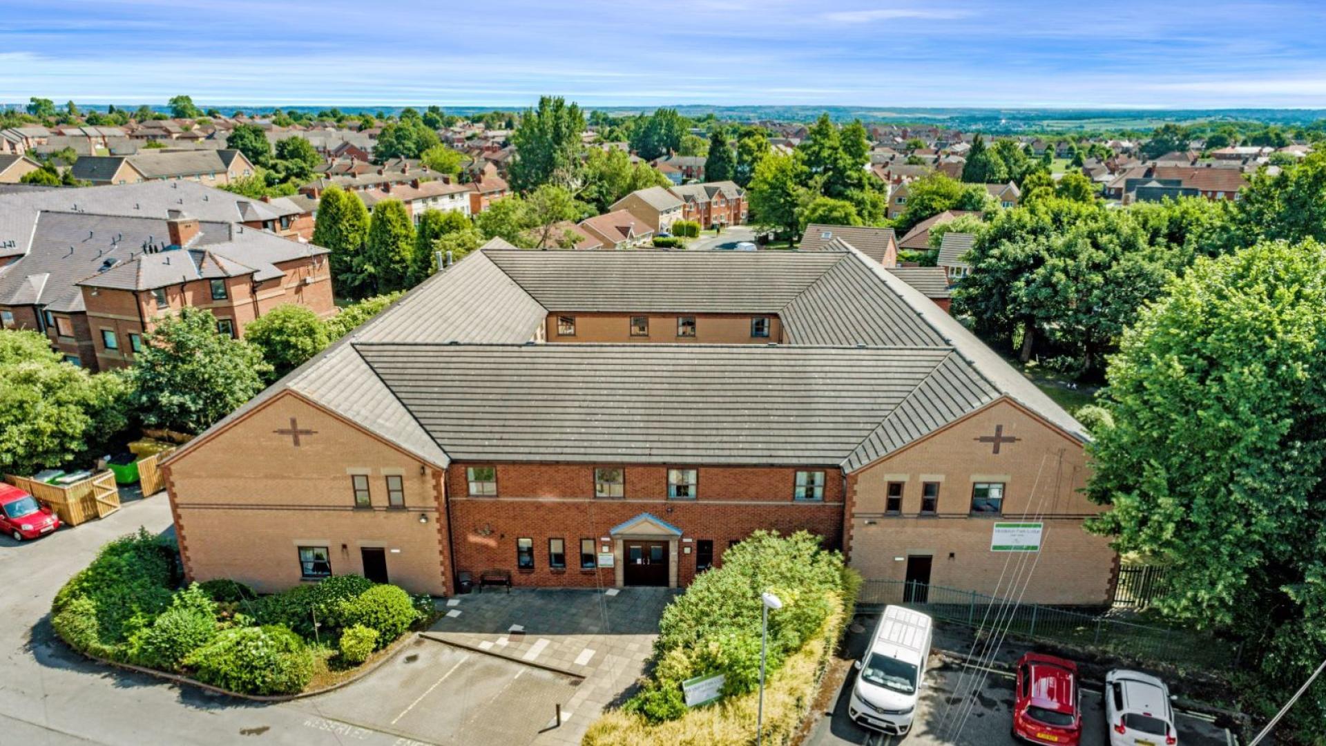 Aerial view of Middleton Park Lodge Nursing Home in Leeds