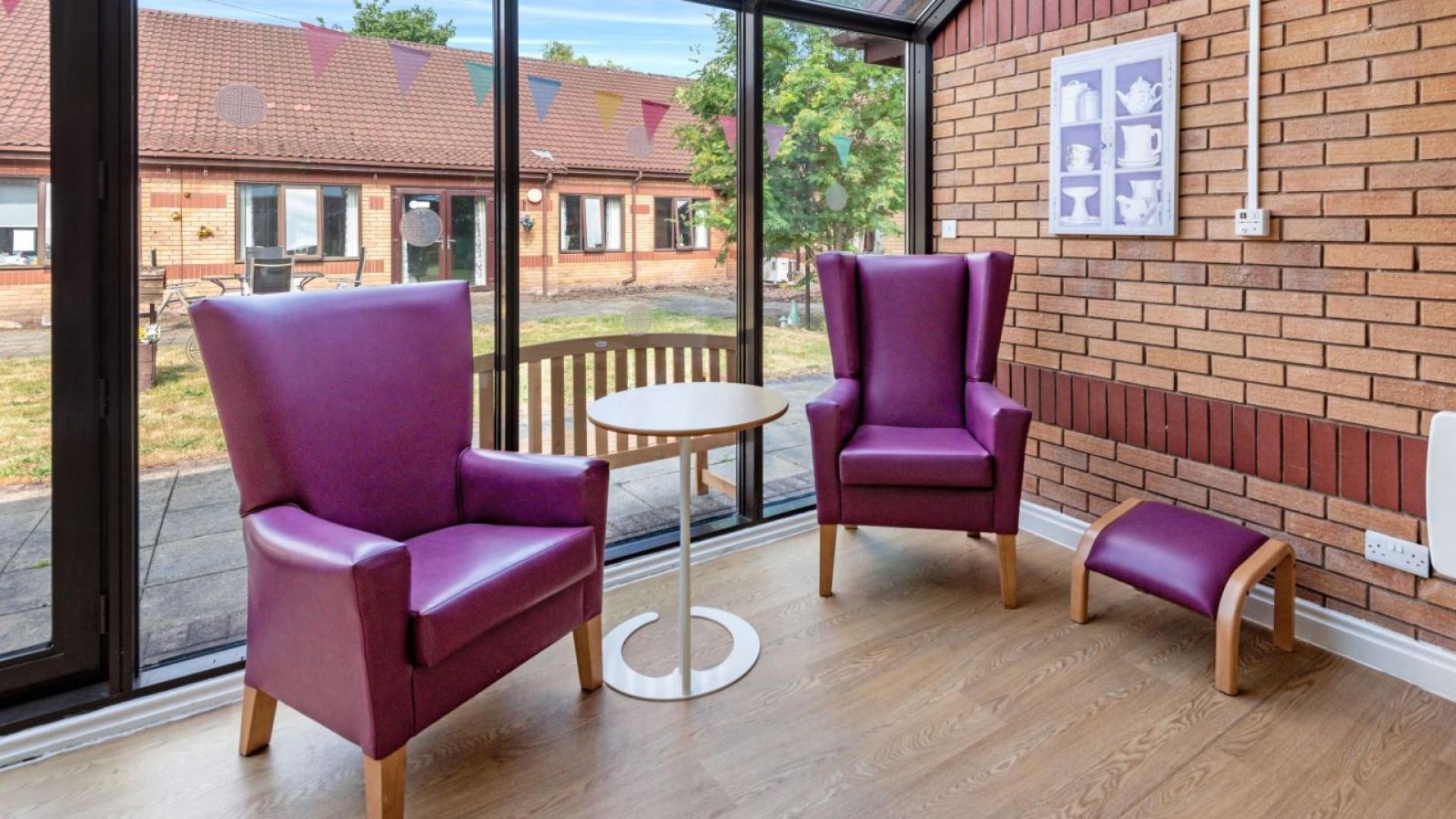 Cosy sitting area at Three Bridges Nursing Home in Warrington