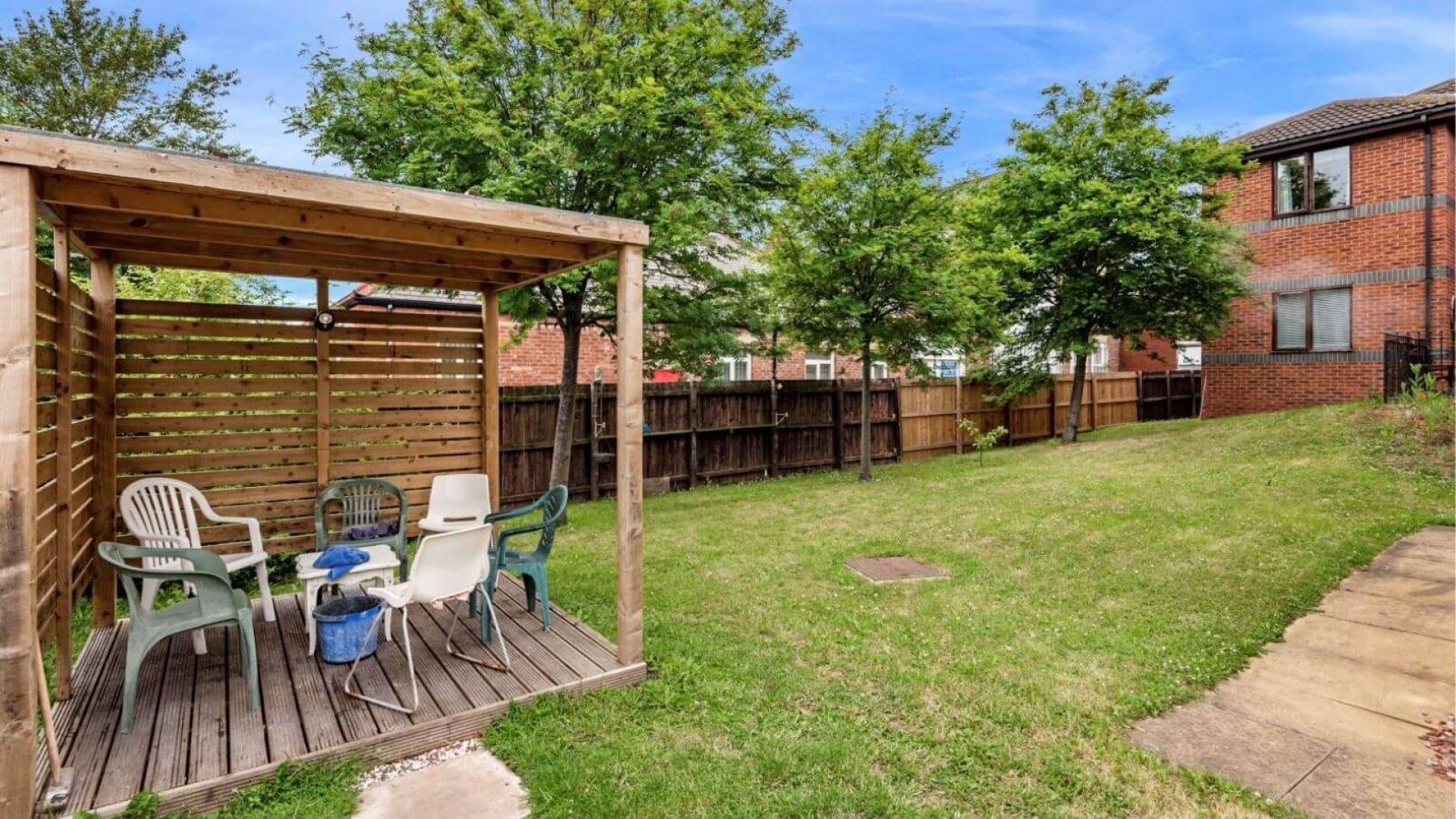 Garden area at Ashlea Mews Care Home in South Shields 