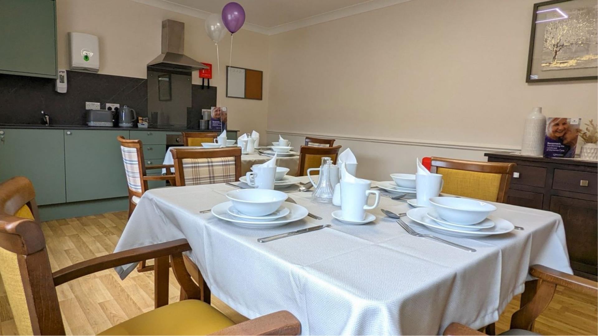 Dining room in our Dementia friendly community at Middleton Park Lodge Nursing Home
