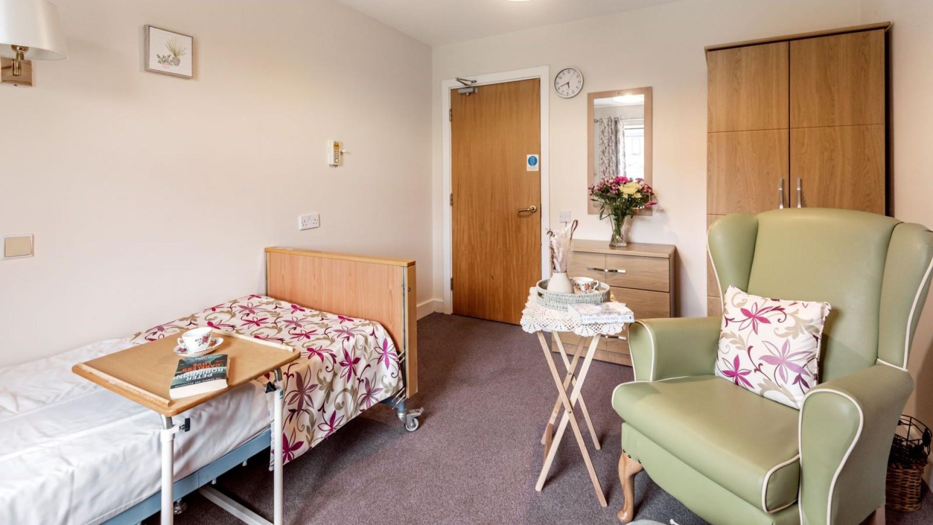 Cosy bedroom at Millfield Nursing Home in Bolsover