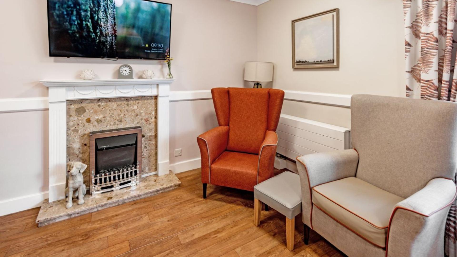 Cosy living room at Paisley Lodge Dementia Care Home in Leeds