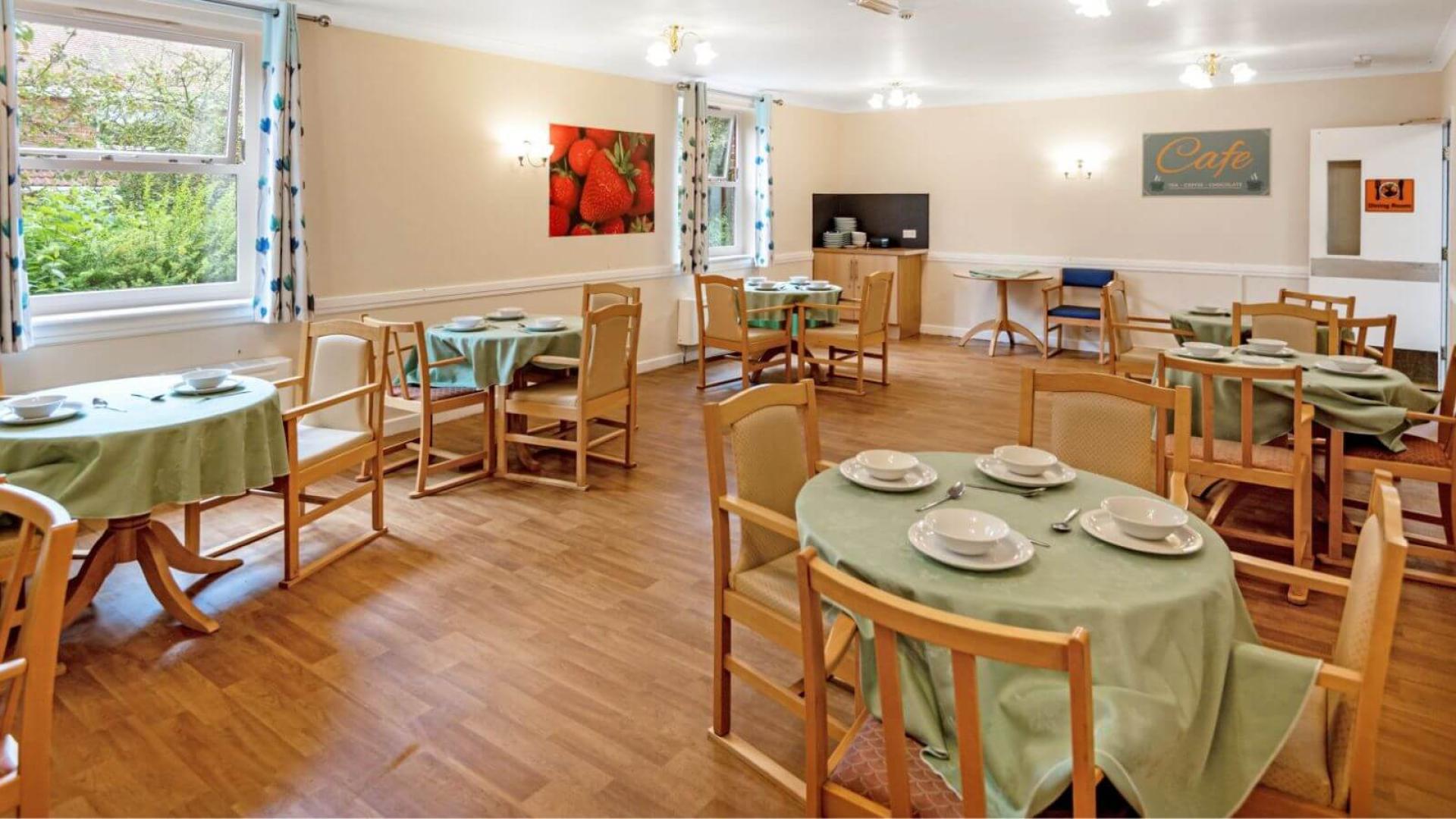 Large dining room at Lansbury Court Care Home in Sunderland