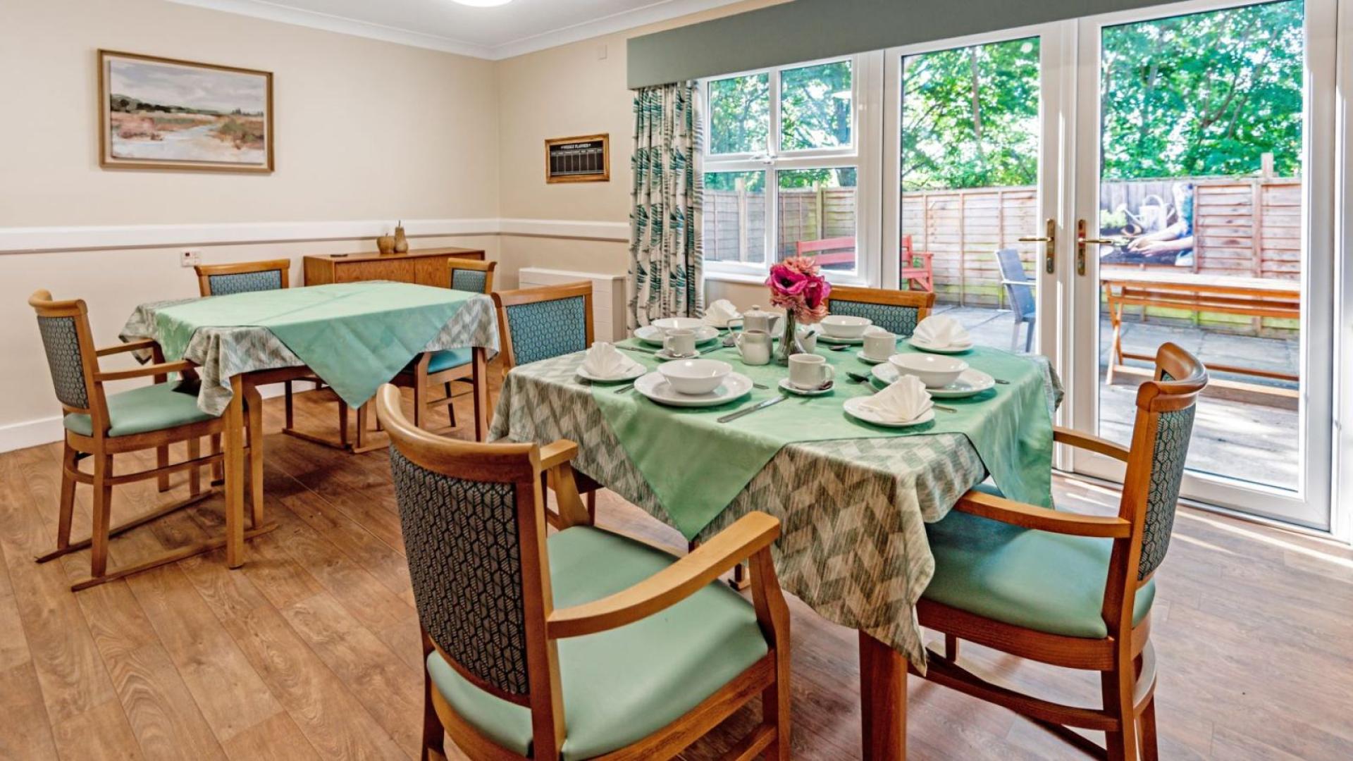 Spacious dining room at Paisley Lodge Dementia Care Home in Leeds