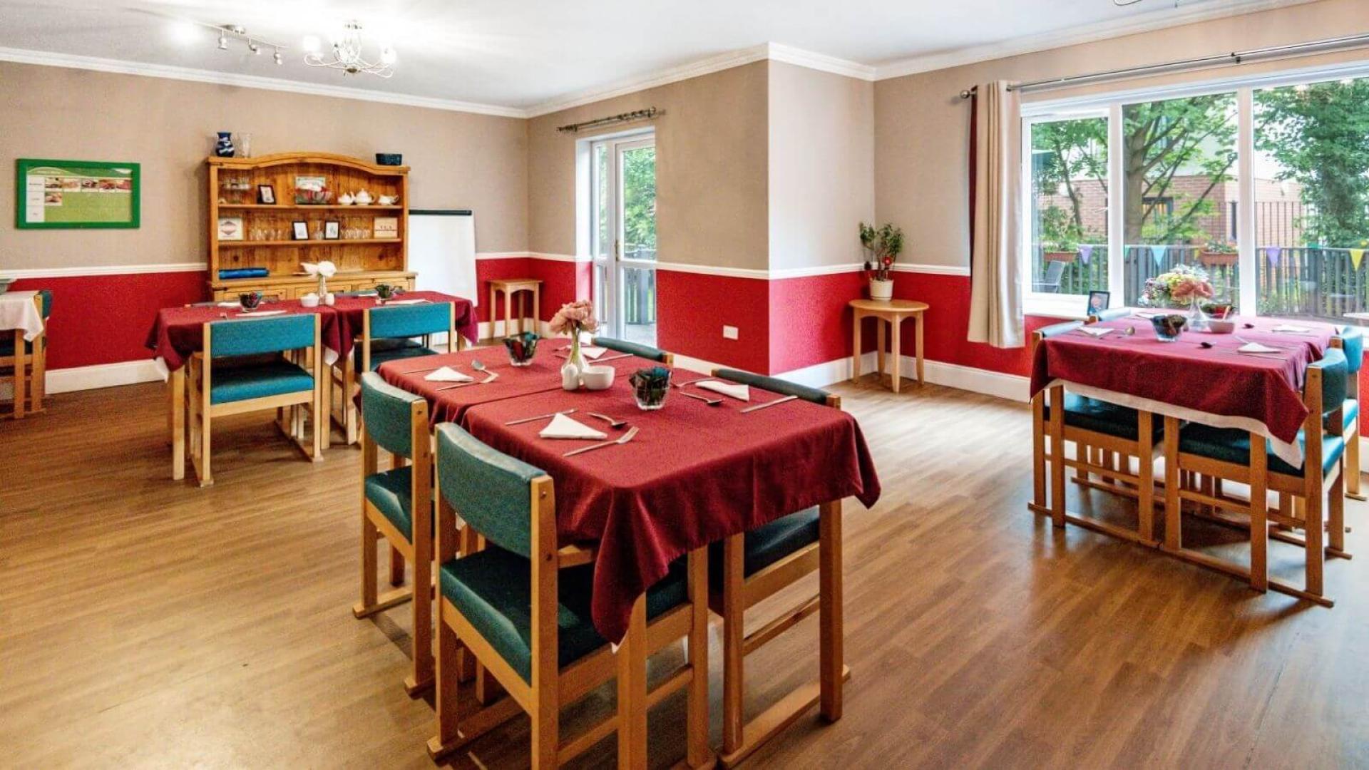 Dining room at Green Lodge Care Home in Stockton-on-Tees