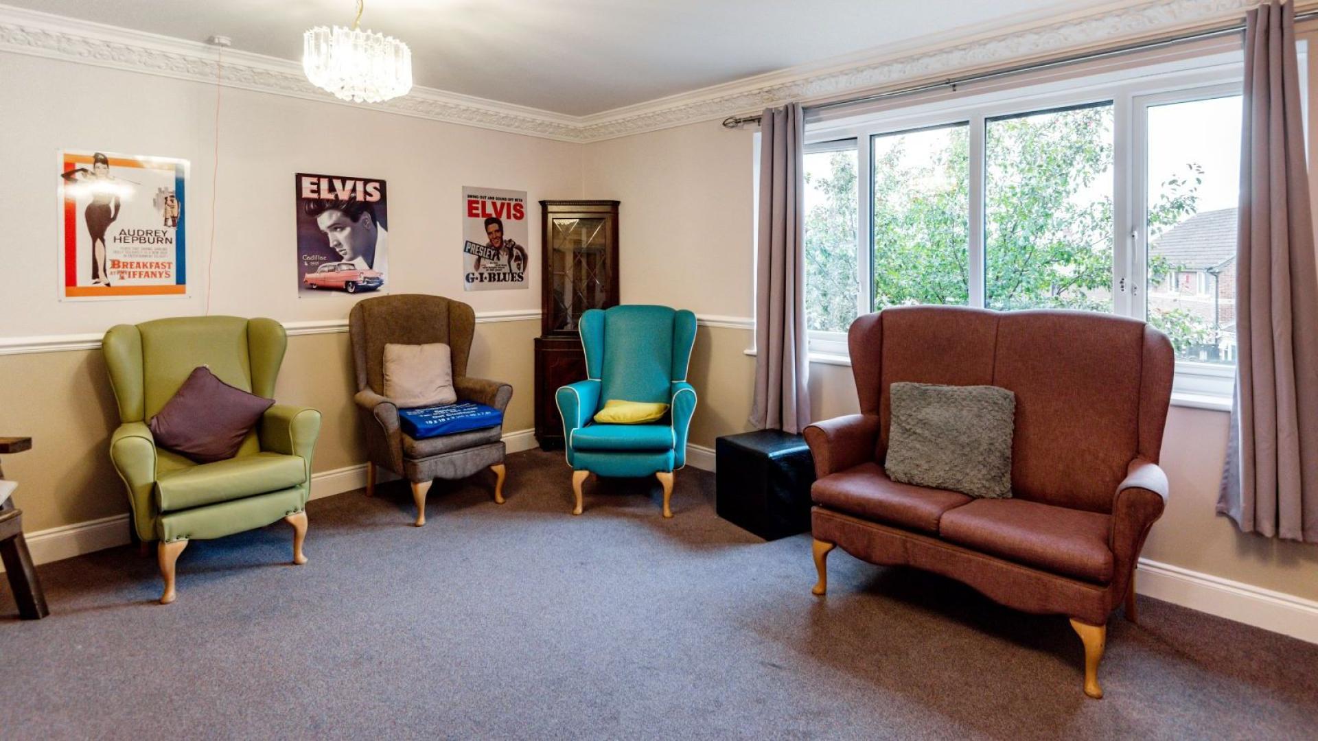 Cosy living area at Paddock Stile Manor Dementia Care Home in Houghton-le-Spring