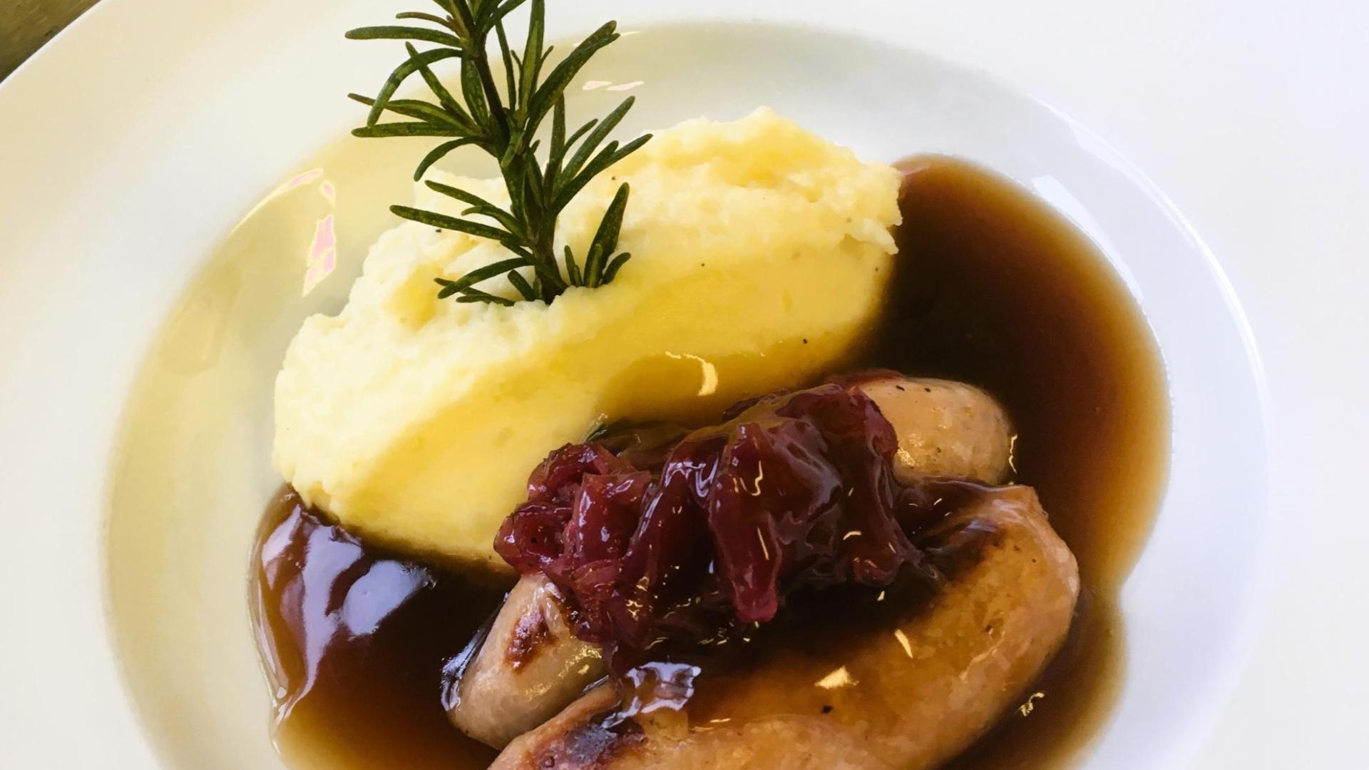 Sausage, mash and gravy, cooked by a chef at Orchard Care Homes