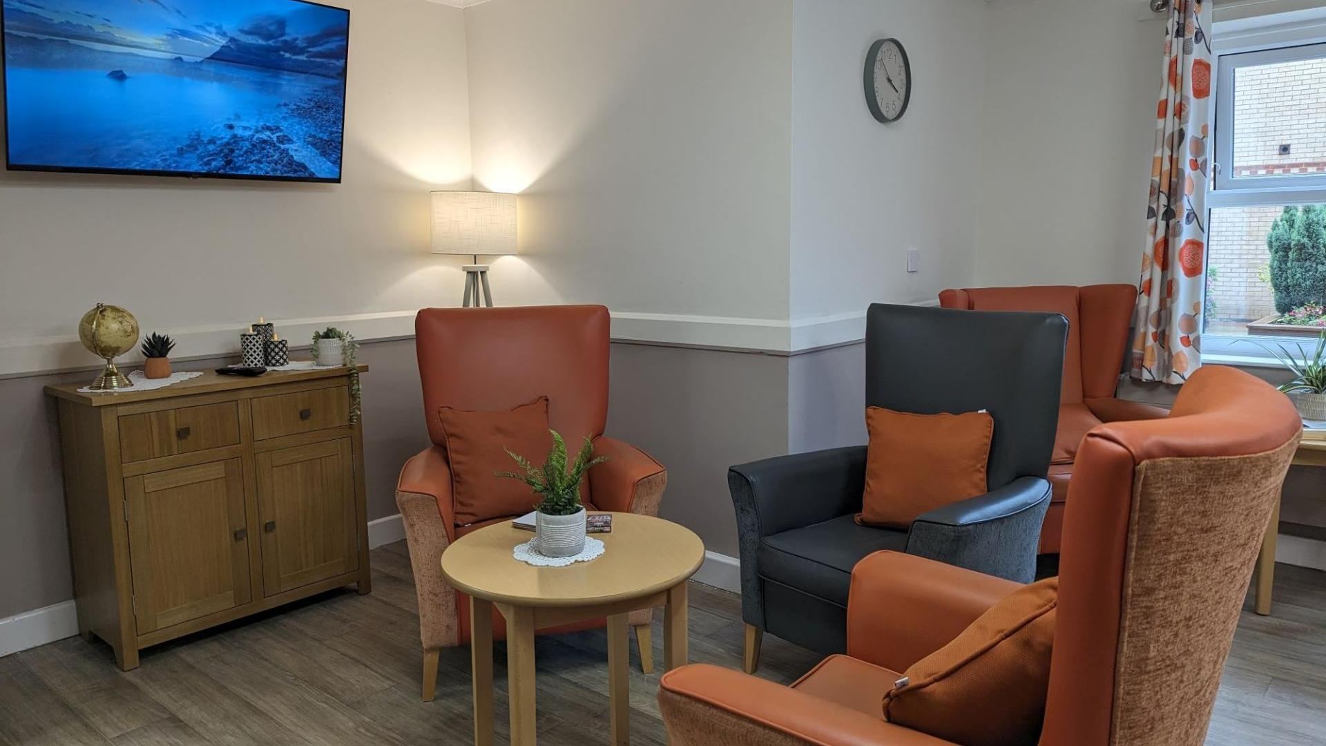 Living area at Langfield Care Home in Manchester 