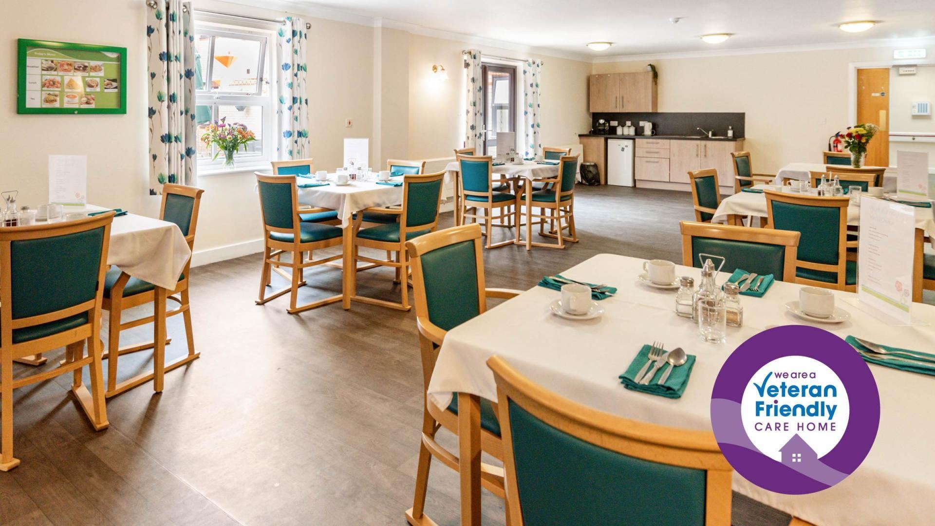 Spacious dining room at Millfield Nursing Home 