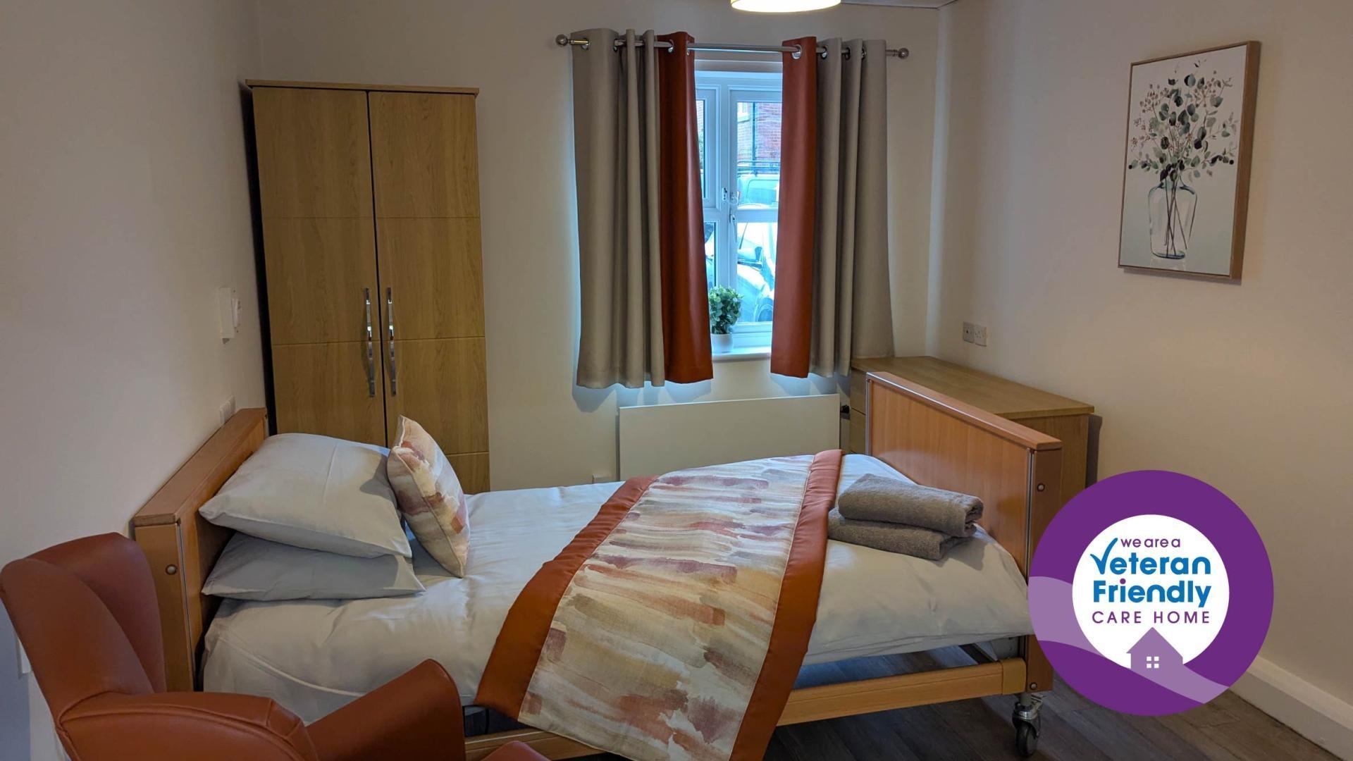 Cosy bedroom at Eckington Court Nursing Home 