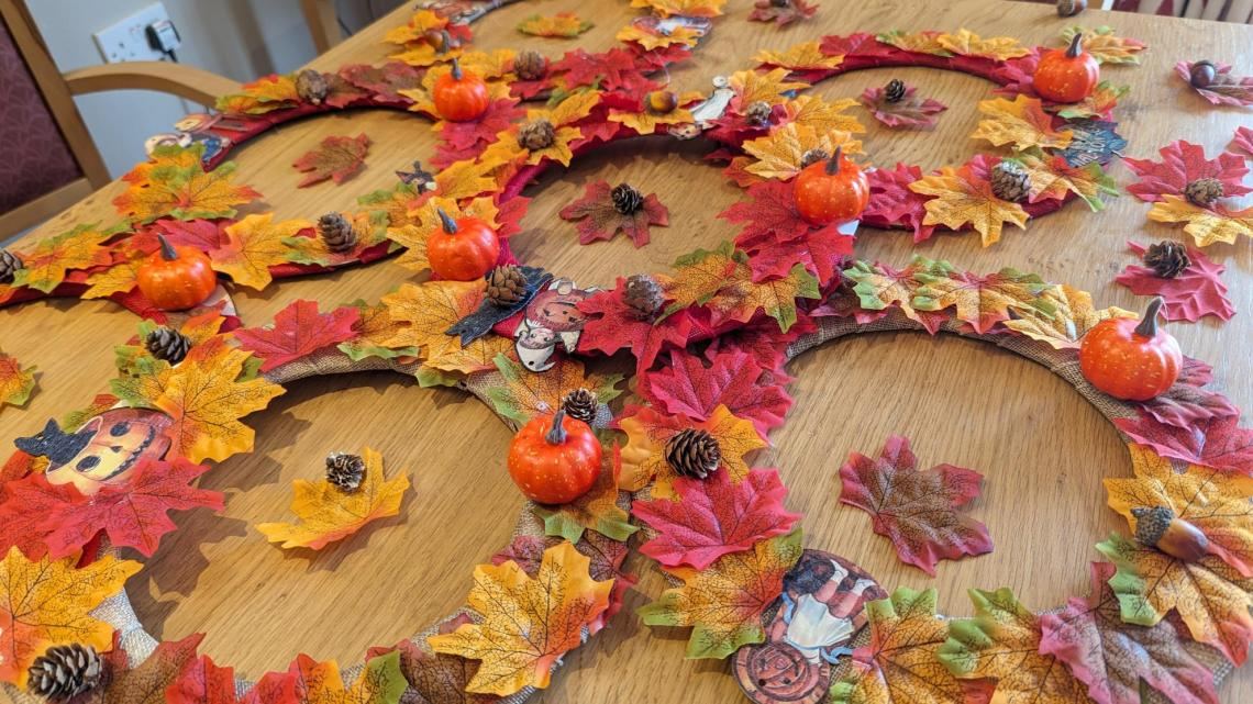 Autumnal wreaths at Lofthouse Grange and Lodge Care Home
