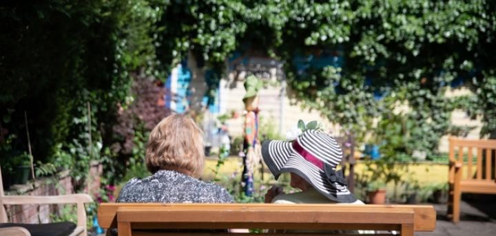 residents in chesterfield care home garden