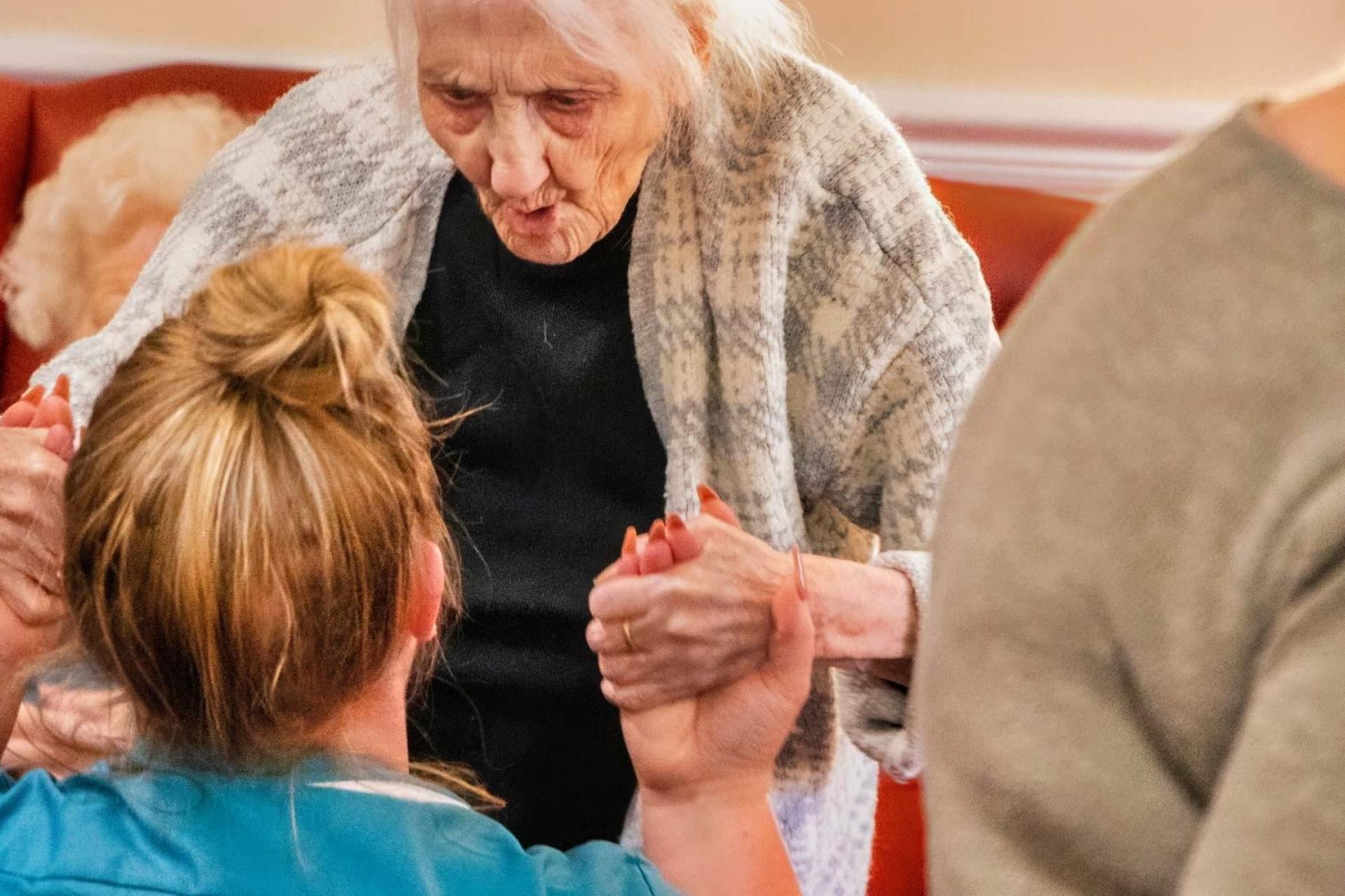 dementia resident with carer