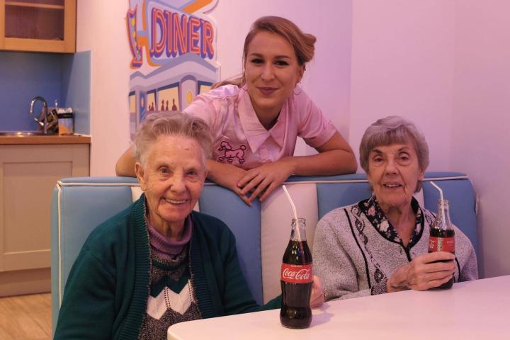 Residents out for dinner at a diner