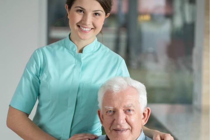 resident with staff.