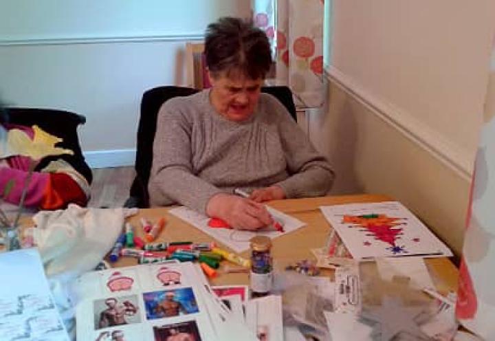 Josephine hard at work, making a variety of different Christmas crafts.