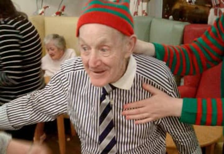 One resident enjoying a dance at Lansbury Court's Christmas Party.