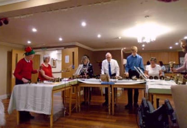 Bell ringers visit Penwortham Grange and Lodge to perform for it's residents.