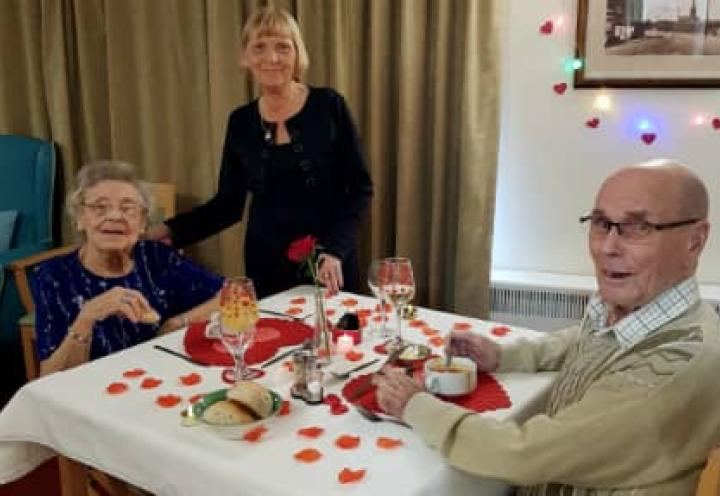 Resident Shirley with her husband Edwin and Carer Carol. 