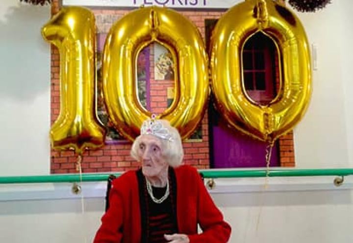 Harriett celebrating her 100th birthday. 