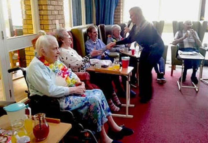 Musical duo 'Diva', performing for the residents at Shevington Court.