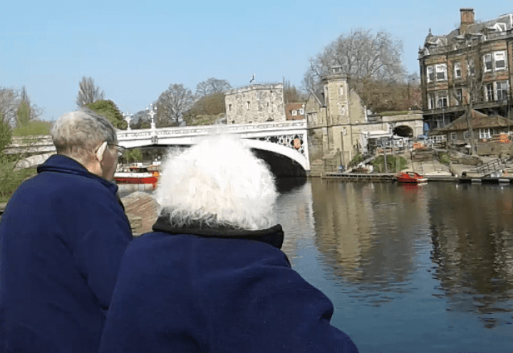 Eric (left) and Celia (Right) enjoying a view of the river in York.