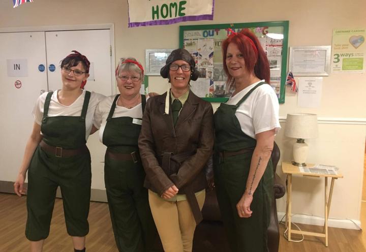 Staff at Chatsworth Lodge dressed as Land Girls.