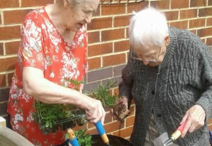 Residents enjoying gardening