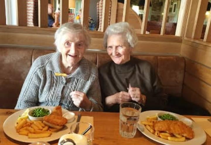 Residents enjoying their fish and chips