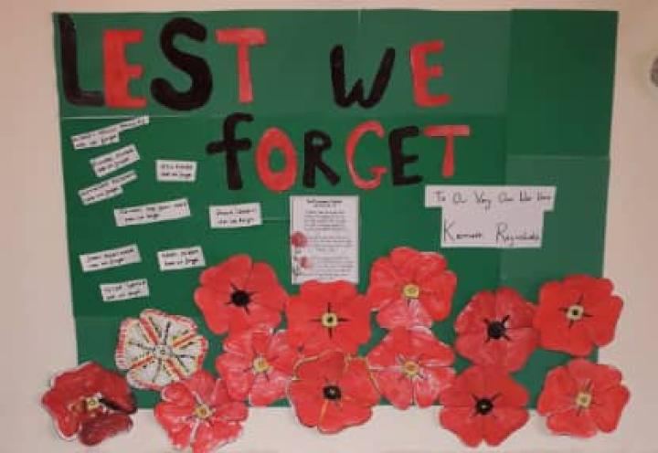 remembrance display at the heathers. 