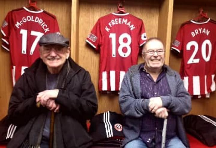 residents in the changing rooms at bramall lane. 